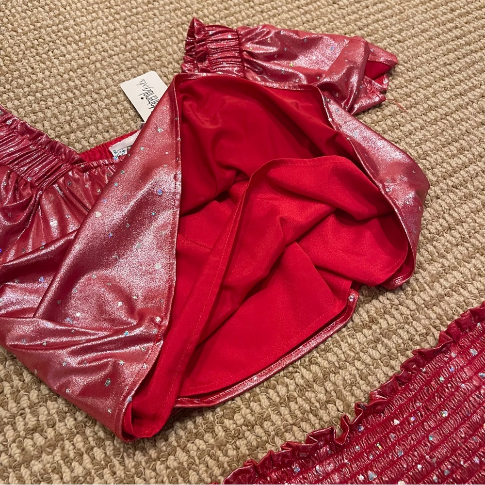 Queen of Sparkles Red Hearts Swing Shorts and Top Set Small NWT - Picture 5 of 10